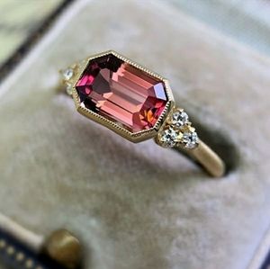 18K Gold Filled Pink Tourmaline Gemstone & Topaz